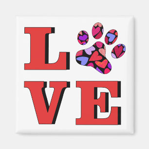 Red LIEBE Herausgefülltes Cat Paw Fun Geschenk Magnet