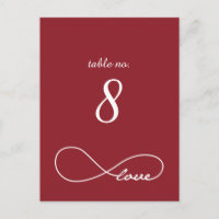 Red Liebe Infinity Wedding Tischnummer Cards