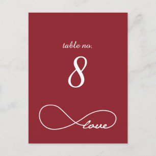 Red Liebe Infinity Wedding Tischnummer Cards