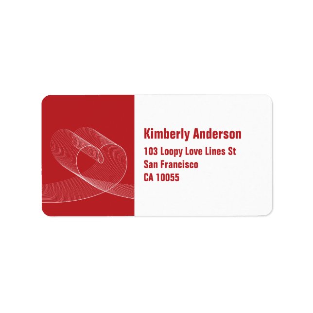 Red Liebe Loopy Heart Polterabend Address Labels Adressaufkleber (Vorne)