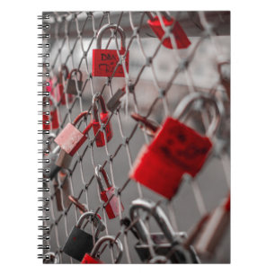 Red Liebe Padlocks Notizblock