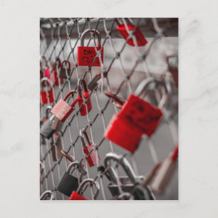 Red Liebe Padlocks Postkarte