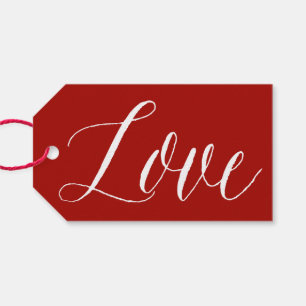 Red Liebe Script Modernes Calligrafy-Gift-Tag Geschenkanhänger