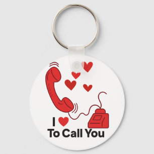 Red Liebe Telefon - Niedliche Retro Call Illustrat Schlüsselanhänger