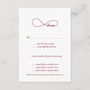 Red Liebe Unfinity Wedding RSVP Cards Karte