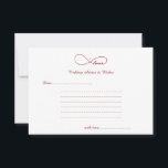 Red Liebe Unfinity Wedding Wishings & Advice Cards Hinweiskarte<br><div class="desc">Einfache,  elegante und klassische Red Liebe Unfinity Wedding Wings & Advice Cards. Ideal für Hochzeiten,  Brautpartys,  Hochzeitsessen und Hochzeitsfeiern. Passen Sie den Text an,  damit er Ihren Bedürfnissen zur Party-Feier entspricht.</div>