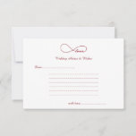 Red Liebe Unfinity Wedding Wishings & Advice Cards Hinweiskarte<br><div class="desc">Einfache,  elegante und klassische Red Liebe Unfinity Wedding Wings & Advice Cards. Ideal für Hochzeiten,  Brautpartys,  Hochzeitsessen und Hochzeitsfeiern. Passen Sie den Text an,  damit er Ihren Bedürfnissen zur Party-Feier entspricht.</div>