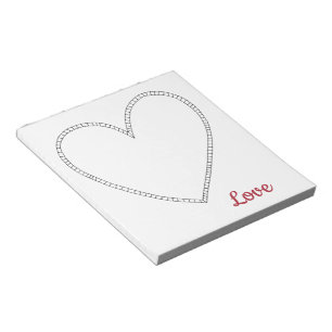 Red Liebe White Heart Notizblock