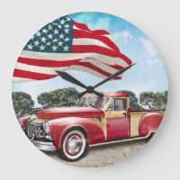 Red Lieferwagen Truck: Amerikanische Flagge Vintag
