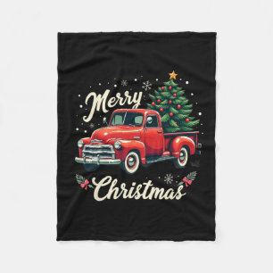 Red Lieferwagen Truck Frohe Weihnachtsbaum Winterf Fleecedecke