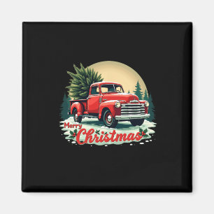 Red Lieferwagen Truck Frohe Weihnachtsbaum Winterf Magnet