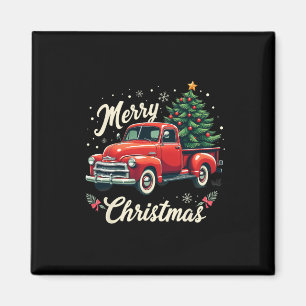 Red Lieferwagen Truck Frohe Weihnachtsbaum Winterf Magnet