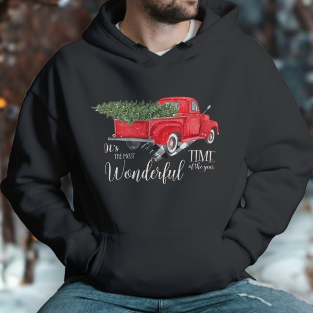 Red Lieferwagen Truck Tartan Niedlicher Weihnachts Hoodie (Von Creator hochgeladen)