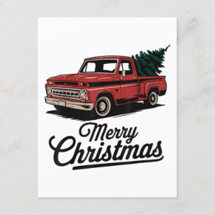 Red Lieferwagen Truck Weihnachtsbaum Weihnachten Begleitkarte