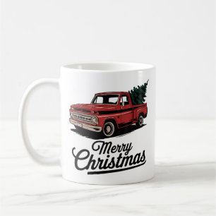 Red Lieferwagen Truck Weihnachtsbaum Weihnachten Kaffeetasse