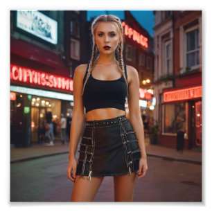 Red Light Blonde Pigtails Dutch Girl Fotodruck