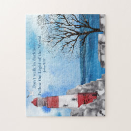 Red Lighthouse Aquarellfarben Puzzle
