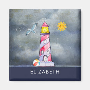 Red Lighthouse mit einem Stormy Background Magnet