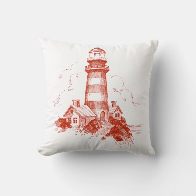 Red Lighthouse Pillow Kissen (Vorderseite)