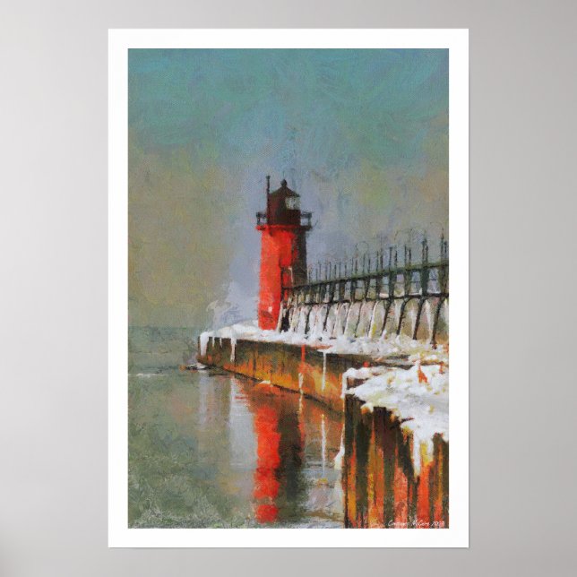 Red Lighthouse Poster Print (Vorne)