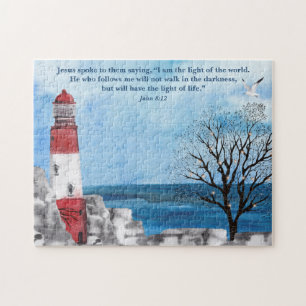 Red Lighthouse Scripting Aquarellfarben Puzzle