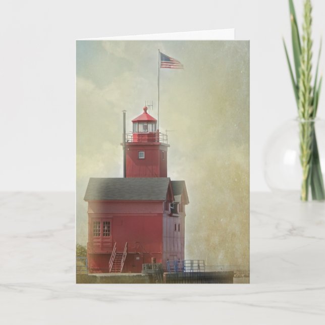 Red Lighthouse Sympathy Card Karte (Vorderseite)