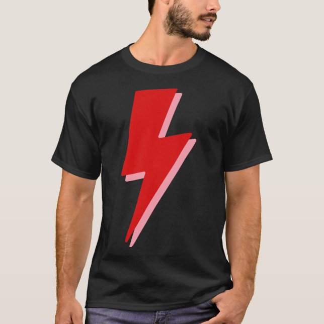 Red Lightning Bolt Sticker T-Shirt (Vorderseite)