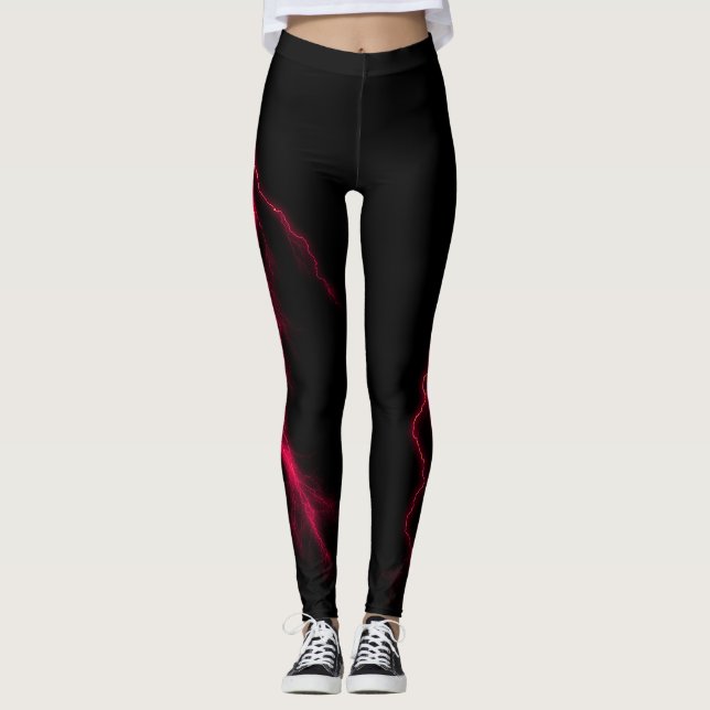 Red Lightning Strikes Spandex Leggings (Vorderseite)