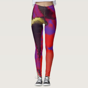 Red Lila Paint Spritzer Leggings