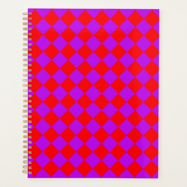 Red Lila Schachbrett Diamond Pattern Planer (Vorderseite)