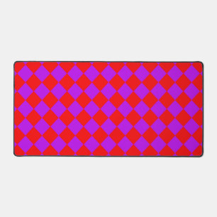 Red Lila Schachbrett Diamond Pattern Schreibtischunterlage