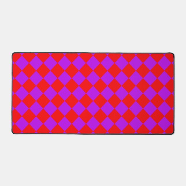 Red Lila Schachbrett Diamond Pattern Schreibtischunterlage (Vorderseite)