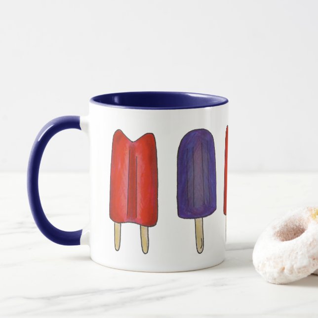 Red Lila Twin Pop Popsicle Ice Lolly Summer Tasse (Mit Donut)