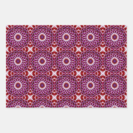 Red Lila White Mandala Geschenkpapier Set