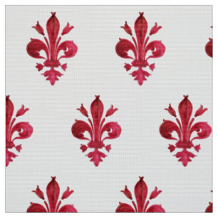 RED LILIE IN WHITE Floral Pattern Stoff