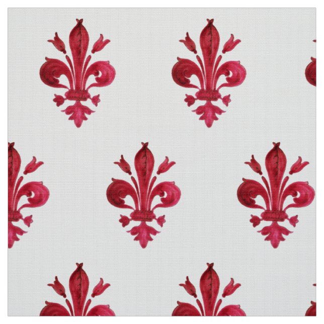 RED LILIE IN WHITE Floral Pattern Stoff (Muster)