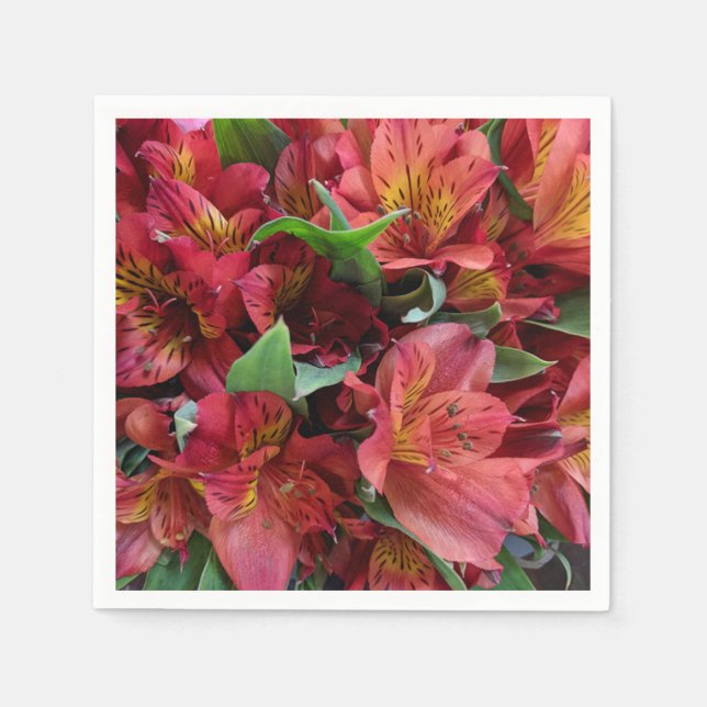 Red Lilies Paper Napkin Serviette (Vorderseite)