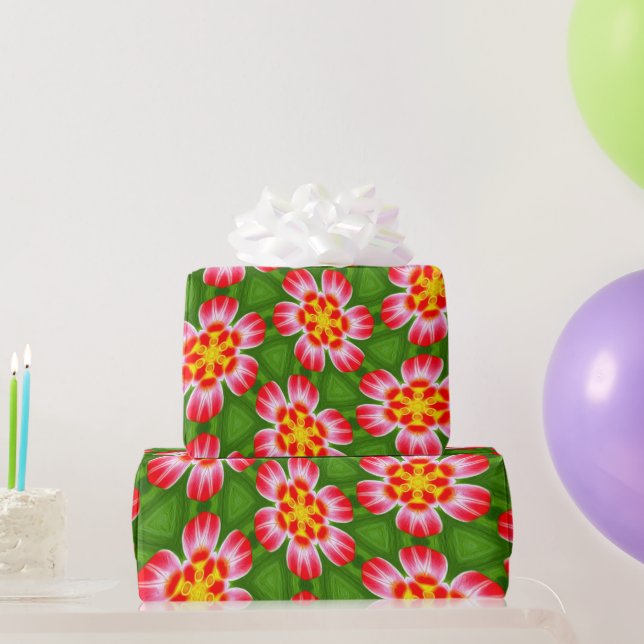 Red Lilies Pattern Geschenkpapier (Partygeschenke)