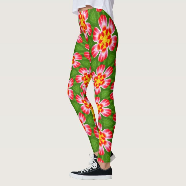 Red Lilies Pattern Leggings (Links)
