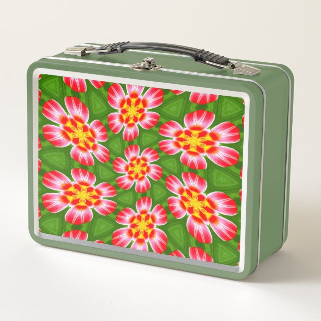 Red Lilies Pattern Metall Brotdose (Vorderseite)