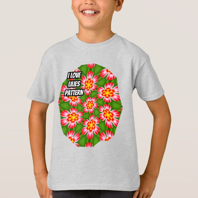 Red Lilies Pattern T-Shirt (Vorderseite)