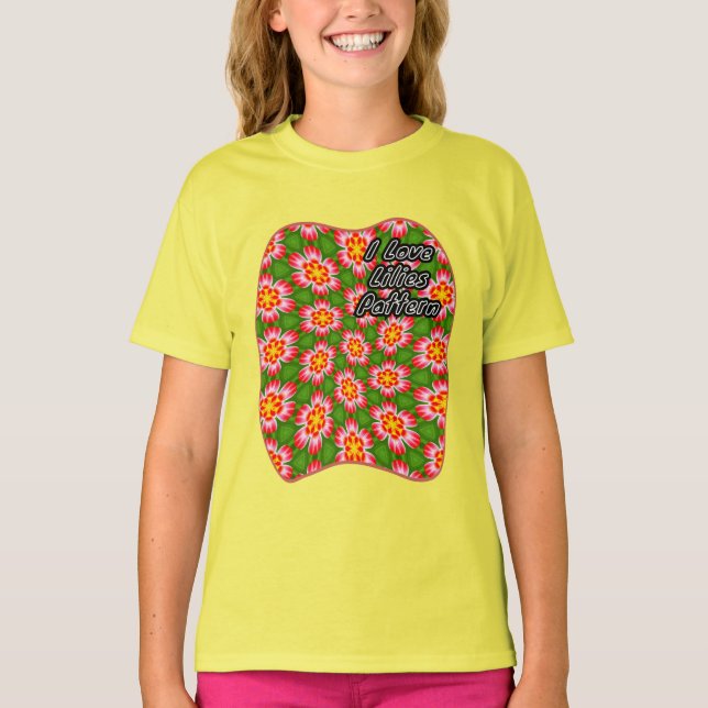 Red Lilies Pattern T-Shirt (Vorderseite)