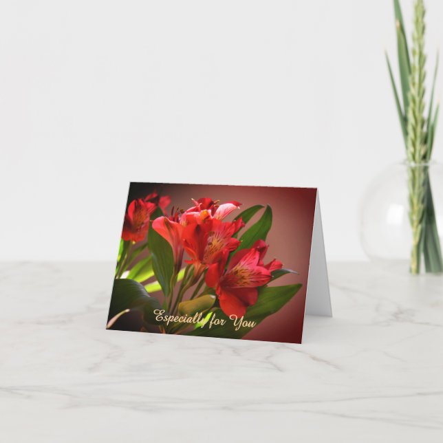 Red Lilies Personalizable Geburtstagskarte Karte (Vorderseite)
