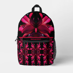Red Lily Blume Abstrakt Personalisiert Bedruckter Rucksack