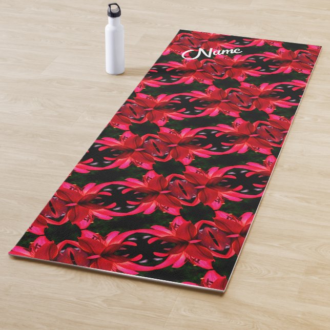 Red Lily Floral Abstraktes Muster Personalisiert Yogamatte (Beispiel)