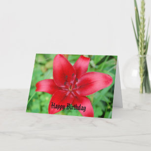 Red Lily Happy Birthday Karte