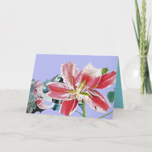 Red Lily maul floral Watercolor Geburtstagskarte Karte