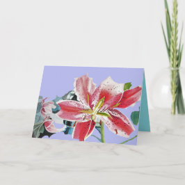 Red Lily maul floral Watercolor Geburtstagskarte Karte