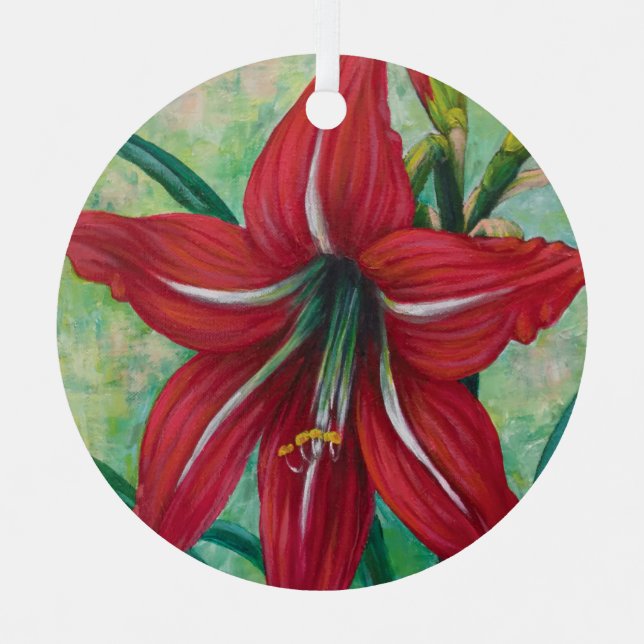 Red Lily Ornament Aus Metall (Vorderseite)