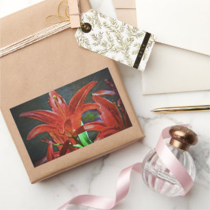 Red Lily Textured by Shirley Taylor Rechteckiger Aufkleber